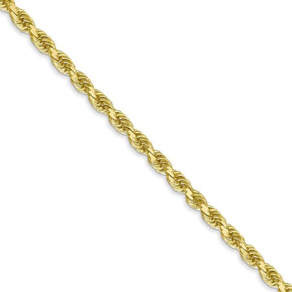 3.25mm 10k Yellow Gold Diamond Cut Solid Rope Chain Necklace 16 Inch